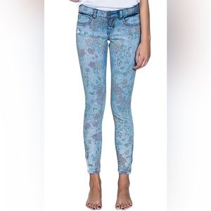WOMENS BILLABONG SEEKER FLORAL SKINNY ZIP DENIM PANTS JEANS LIGHT BLUE SIZE 28